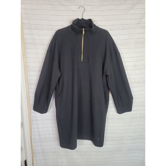 SCOTCH & SODA MAISON SCOTCH 1/4 ZIP SWEATSHIRT DRESS IN BLACK, SZ LARGE - Picture 2 of 16